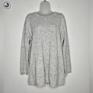 NWT J. Jill Pure Cashmere Cream Speckled Crewneck Tunic Sweater Oversized Relax